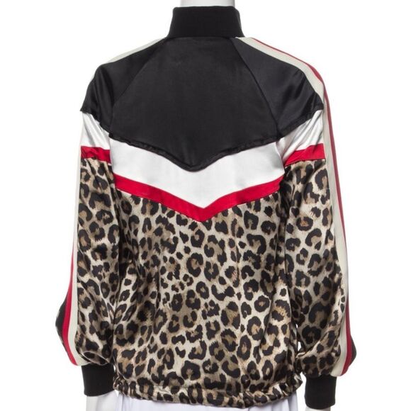 Pam and Gela Color Block Leopard Print Track Jacket Full Zip Athletic Wear Sz XS - Picture 3 of 4